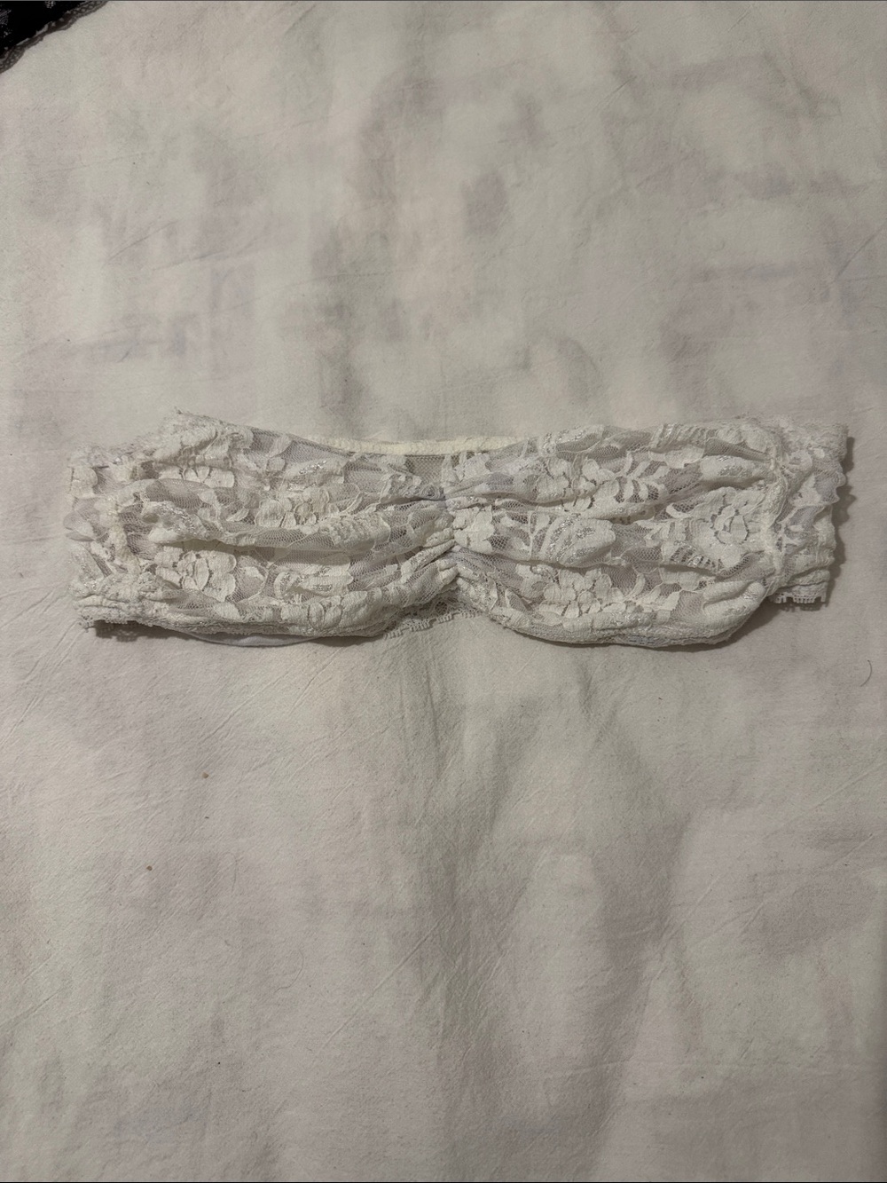 Poof! White Floral Lace Strapless Bandeau